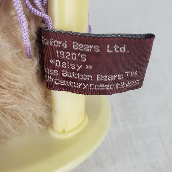 Pickford Brass Button Bears Daisy 1920s Gatsby 12" flapper bear tag & stand - Picture 4 of 12